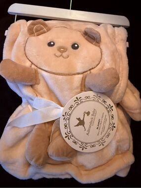 Adirondack Baby Plush Bear Hooded Blanket - Cream/Brown